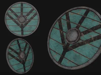 Viking Shield Low-poly 3D model 13