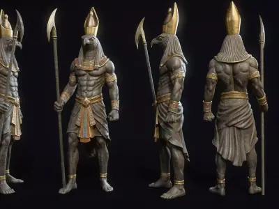 Egyptian Statue Horus Low-poly 3D model