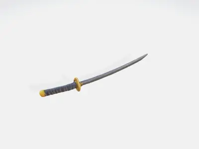 A Japanese katana sword 3D model