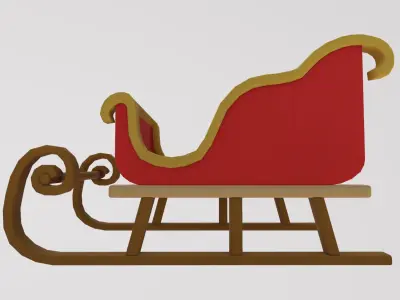 Stylized Low-Poly Christmas Sleigh Low-poly 3D model