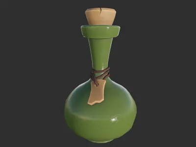 bottle with label Low-poly 3D model