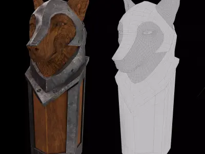 Wolf Knight Shield  Low-poly 3D model