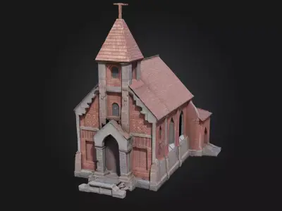 Country Chapel  Rustic Charm with Sacred Serenity 3D model
