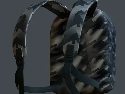 Backpack Camping Generic military human bag storqge baggage Low-poly 3D model 10