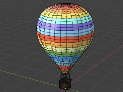 Cartoon Colored Balloon Low-poly 3D model