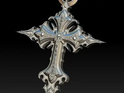 Crucifix of the skeleton 3D model