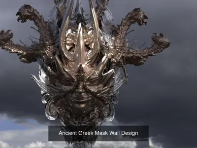 Hera Collection ornate metal sculpture with cloudy sky 3D Model Pack