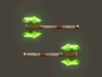 Double Bit Poison Axe - Elemental Battle Axe - Model 01 Low-poly 3D model