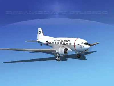Douglas R-4D Dakota US Marines V2 3D model