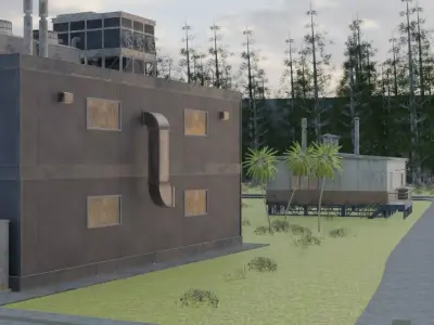 Nuclear Power Plant Layout 3D model