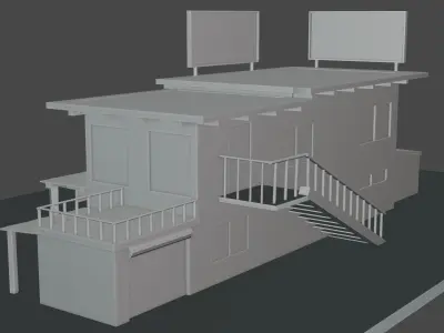 the red wood building Free low-poly 3D model