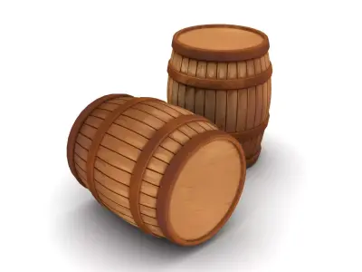 Stylized Wooden Barrel  Low-poly 3D model