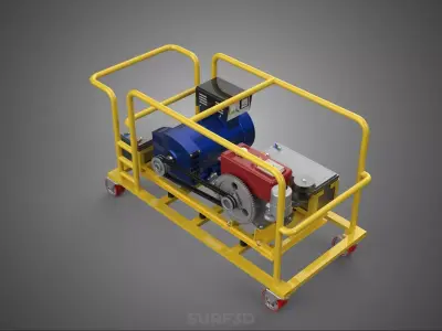 BACKUP DIESEL ENGINE POWER GENERATOR SET GENSET DYNAMO MOTOR AC 3D model