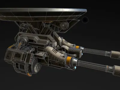 Advanced Gatling Turret Low-poly 3D model