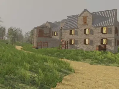 Peaceful Village Landscape 3D model