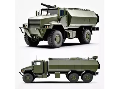 Armored Military Fuel Transport Truck for 3D print 3D model