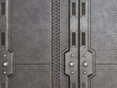 Sci-Fi Industrial Wired Metal Plate PBR Seamless Texture