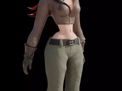 WWII Stylised female pilot Low-poly 3D model