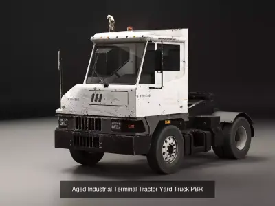 Aged Yard Tractor and Container Trailer 3D Model Pack