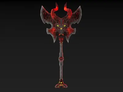 Viking Axe Skull 002 Low-poly 3D model