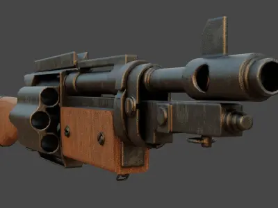 revolver shotgun Low-poly 3D model
