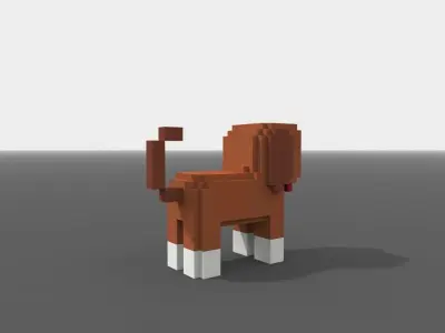 Voxel Dog  Low-poly 3D model