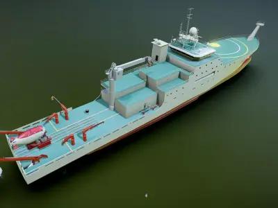Research Ship Animation 3D model