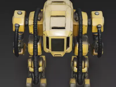 Realistic Weathered Industrial Worker Mech 3D Model Low-poly 3D model