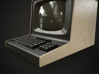 Retro Computer Terminal Low-poly 3D model
