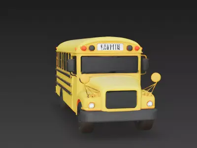 Stylized School Bus 3D Model Low-poly 3D model
