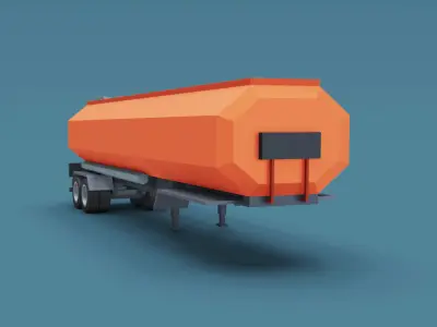 Cartoon Stylized  Tank Semi Trailer Low-poly 3D model