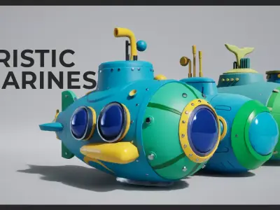 Toy Futuristic Submarines Pack LowPoly Low-poly 3D model