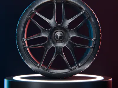 Realistic Car Wheel 3D Model - 4K Textures Realistic Render Low-poly 3D model