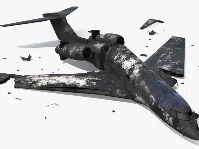 Burnt Jet Plane Debris after Crash 3D model purchase