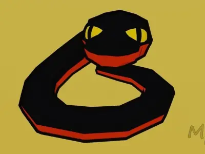 Low Poly Cartoon Snake Low-poly 3D model