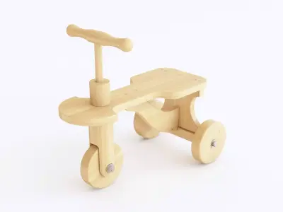 Wooden push bike toy 3D model