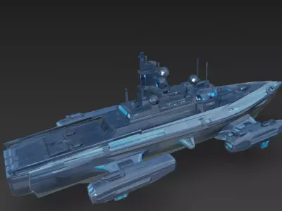 Sci-Fi Futuristic Naval Battleship PBR 3D Model 3D model
