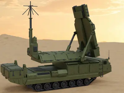 SAM Mobile Missile Radar 2 of 3 Low-poly 3D model