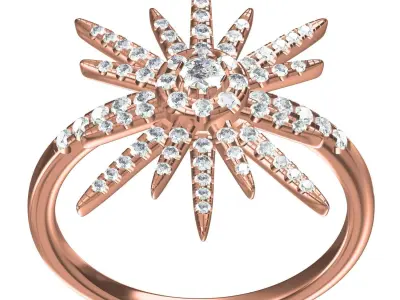 Antique Micro Prong Set Star Ring 3D print model
