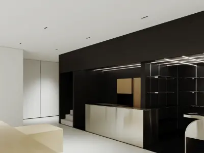 Modern Minimalist Clothing Store Interior Scene 3D model