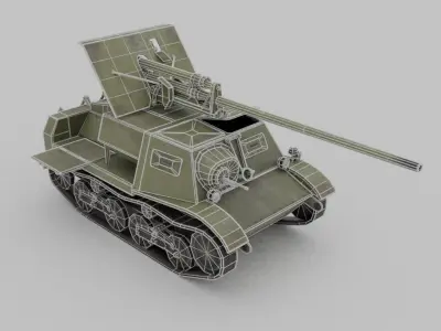 ZIS-30 Tank destroyer Low-poly 3D model