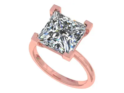 Princess Stone Solitary Ring 3D print model