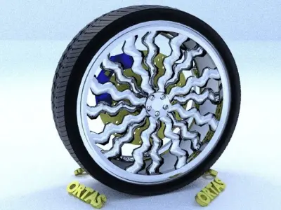 ORTAS CAR RIM 11 GAME READY RIM TIRE AND DISC 3D model