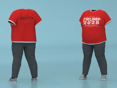 Patriotic TShirt Trump 2028 for the Fat Man 3D model