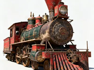Realistic Rustic Wild West Steam Train 3D Model Low-poly 3D model