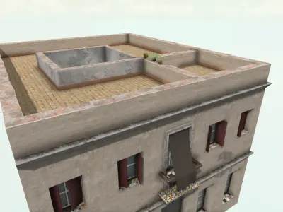 Old High-Quality 3D Colonial House Low-poly 3D model 10