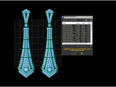Brilliant Earrings with round gem stones 3D print model purchase