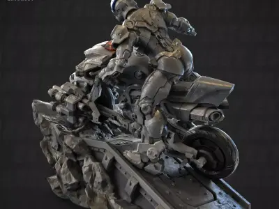 Iron Moped Bike and Pilot 052-F 100mm and 32mm 3D print model