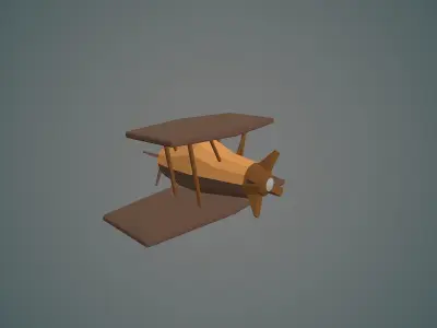 Airplane cartoon - 04 Low-poly 3D model