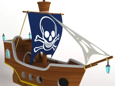 Cartoon ship 3D model purchase